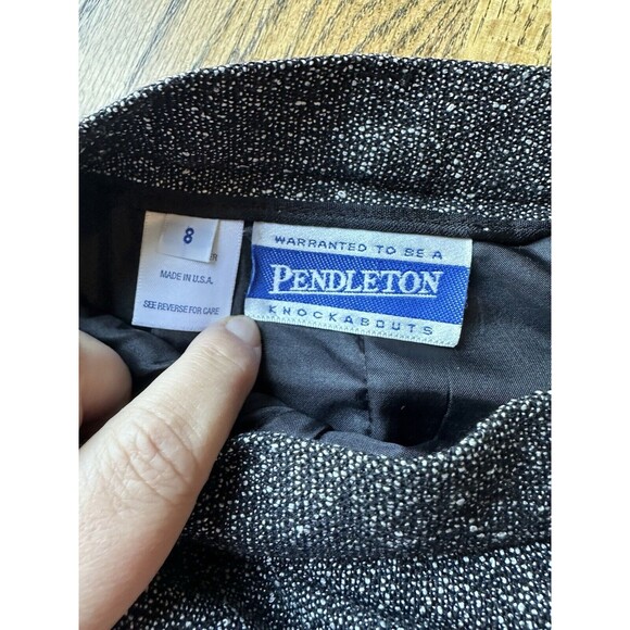 Vtg 90s Pendleton Womens 8 Wool Blend Black White Tweed Pocket Pencil Skirt EUC - Picture 3 of 10